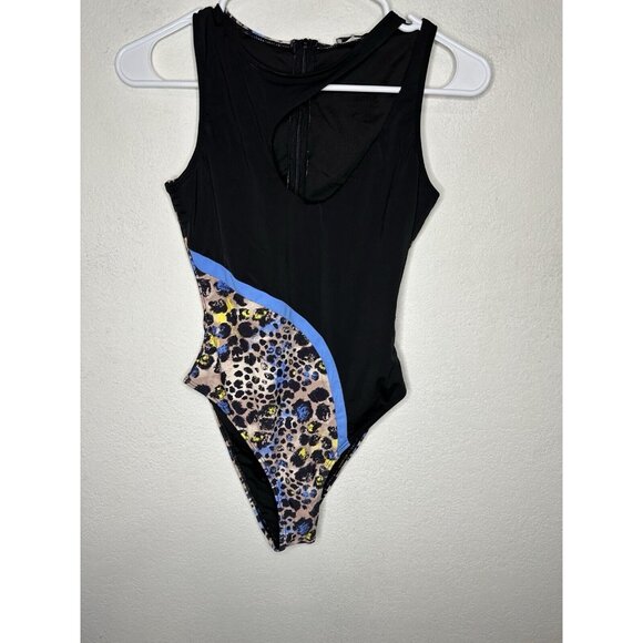 Icon Swim Animal Print One Piece Black Swim Suit Size Small - Picture 4 of 8